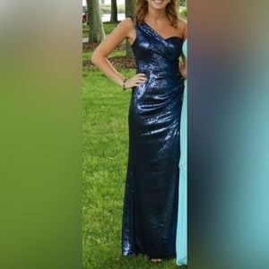 Cache Navy Blue Sequin Gown Formal Prom Dress Size 2